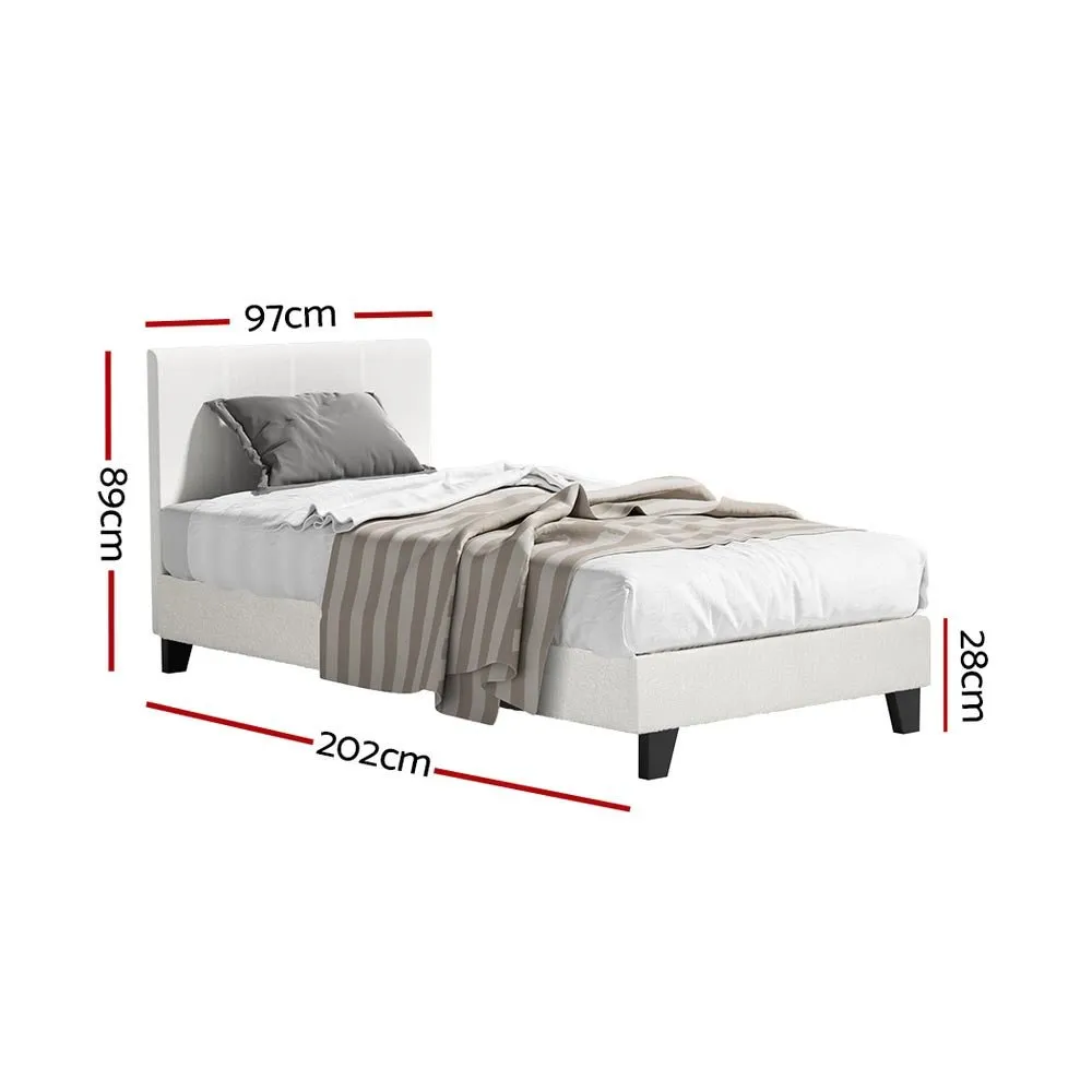 Single Package | Coogee Cuddly White Bouclé Bed Frame & Bonita Pillow Top Mattress (Medium Firm)