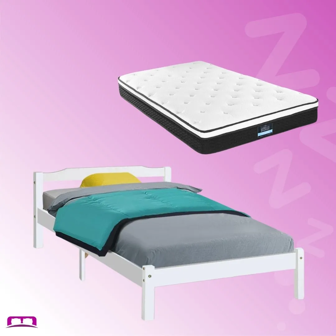 Single Package | Gibson Wooden Bed & Bonita Pillow Top Mattress (Medium Firm)