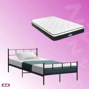 Single Package | Wategos Metal Bed & Bonita Pillow Top Mattress (Medium Firm)