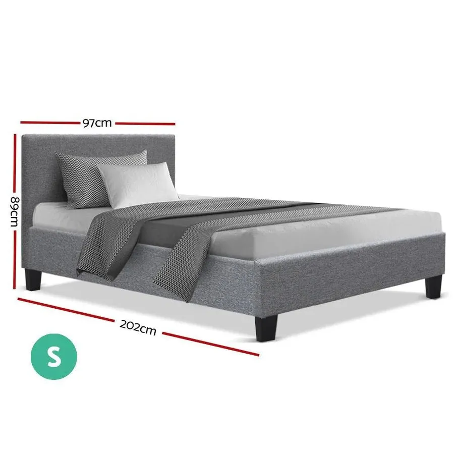 Single Premium Package | Coogee Bed Frame Grey, Algarve Euro Top Pocket Spring Mattress (Medium Firm) & Pillowtop Mattress Topper