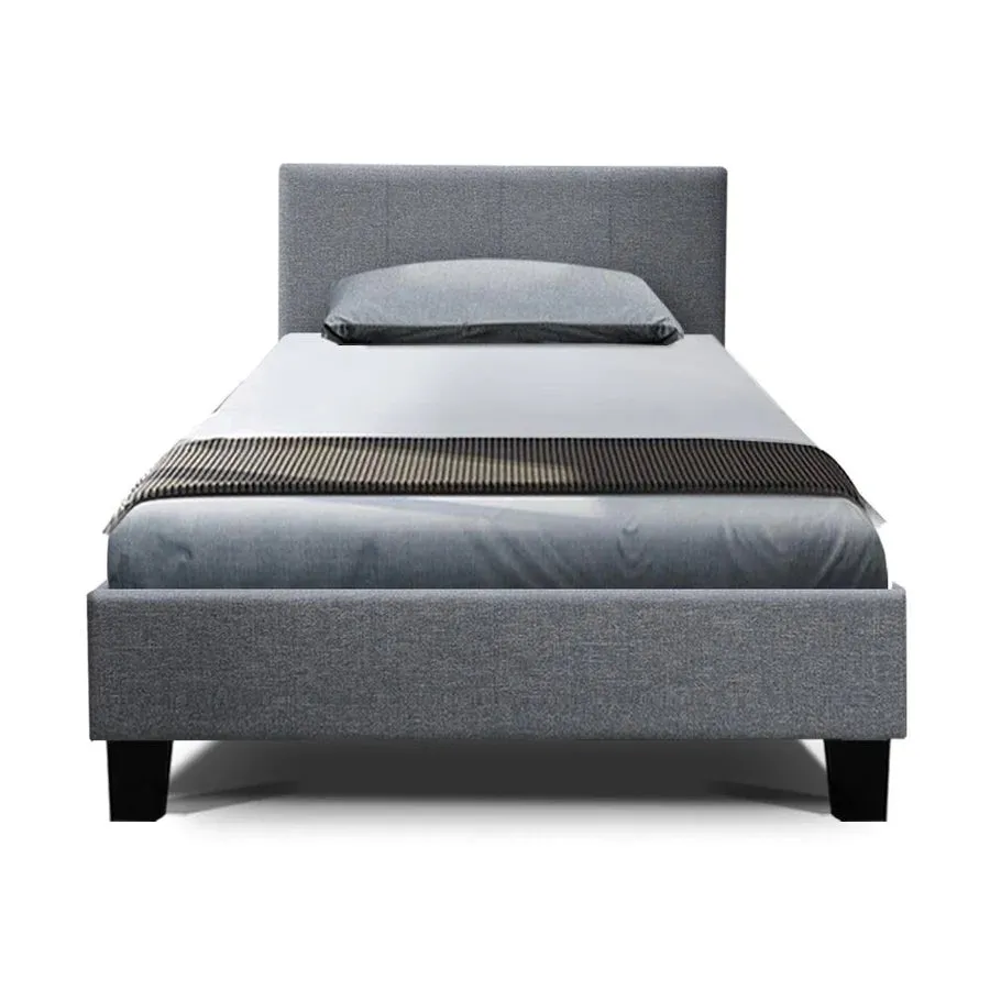 Single Premium Package | Coogee Bed Frame Grey, Algarve Euro Top Pocket Spring Mattress (Medium Firm) & Pillowtop Mattress Topper