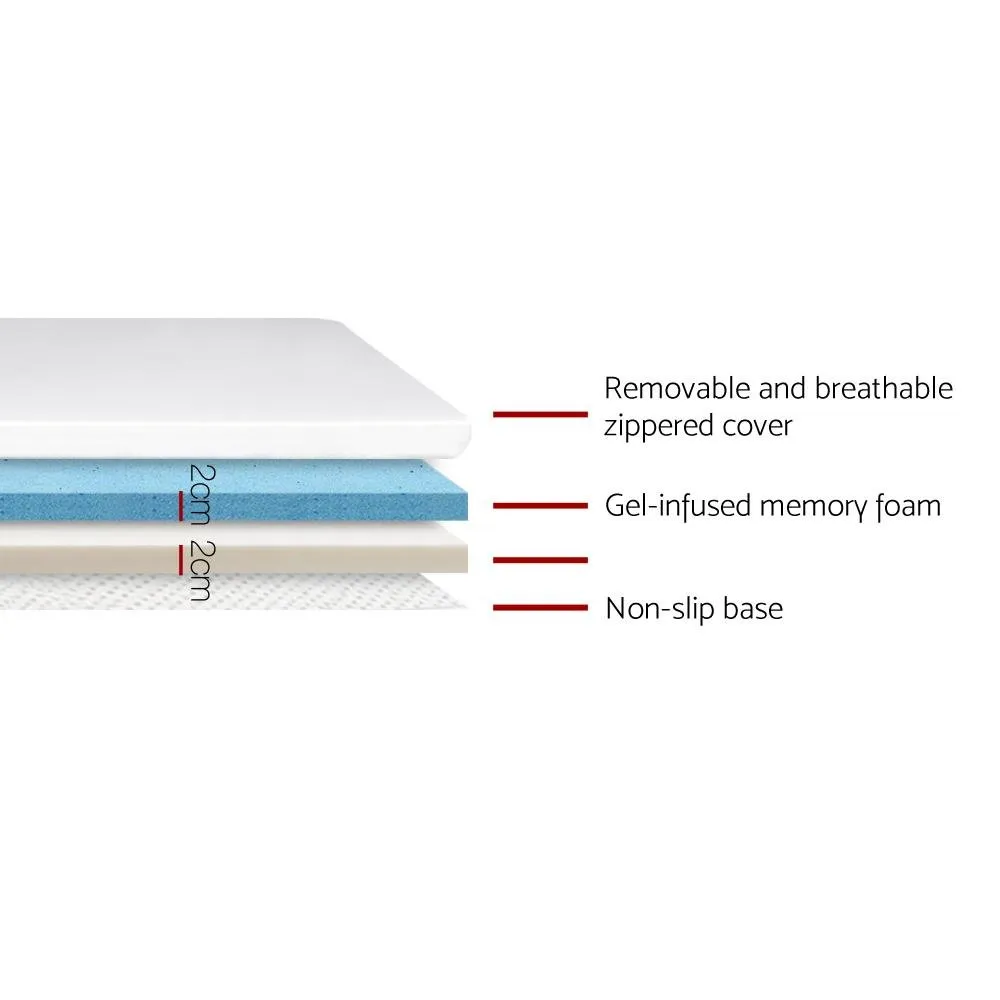 Single Size | Dual Layer Cool Gel Memory Foam Topper