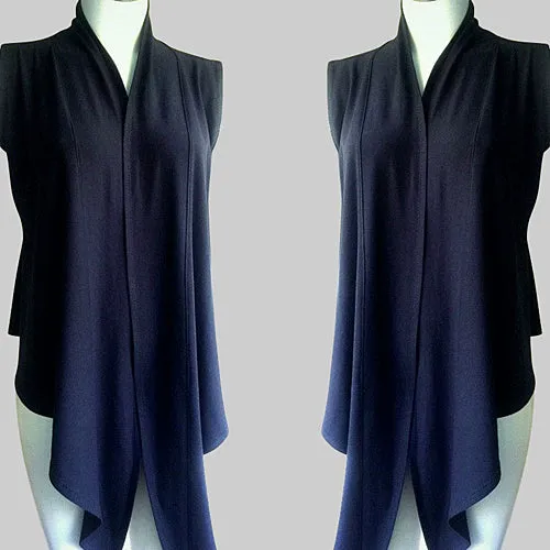 Sleeveless wrap top - merino wool or cotton