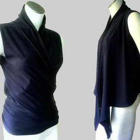 Sleeveless wrap top - merino wool or cotton