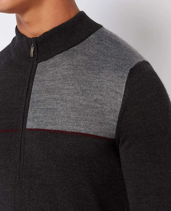 Slim Fit Merino Wool Blend Full-Zip Sweater