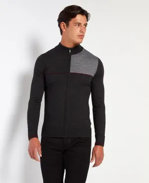 Slim Fit Merino Wool Blend Full-Zip Sweater