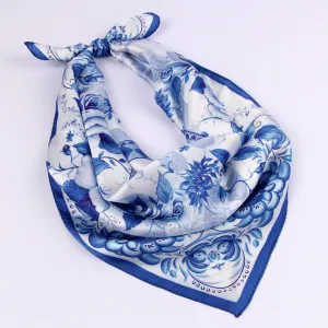 Small Square Silk Scarf|Versatile|Rose blue