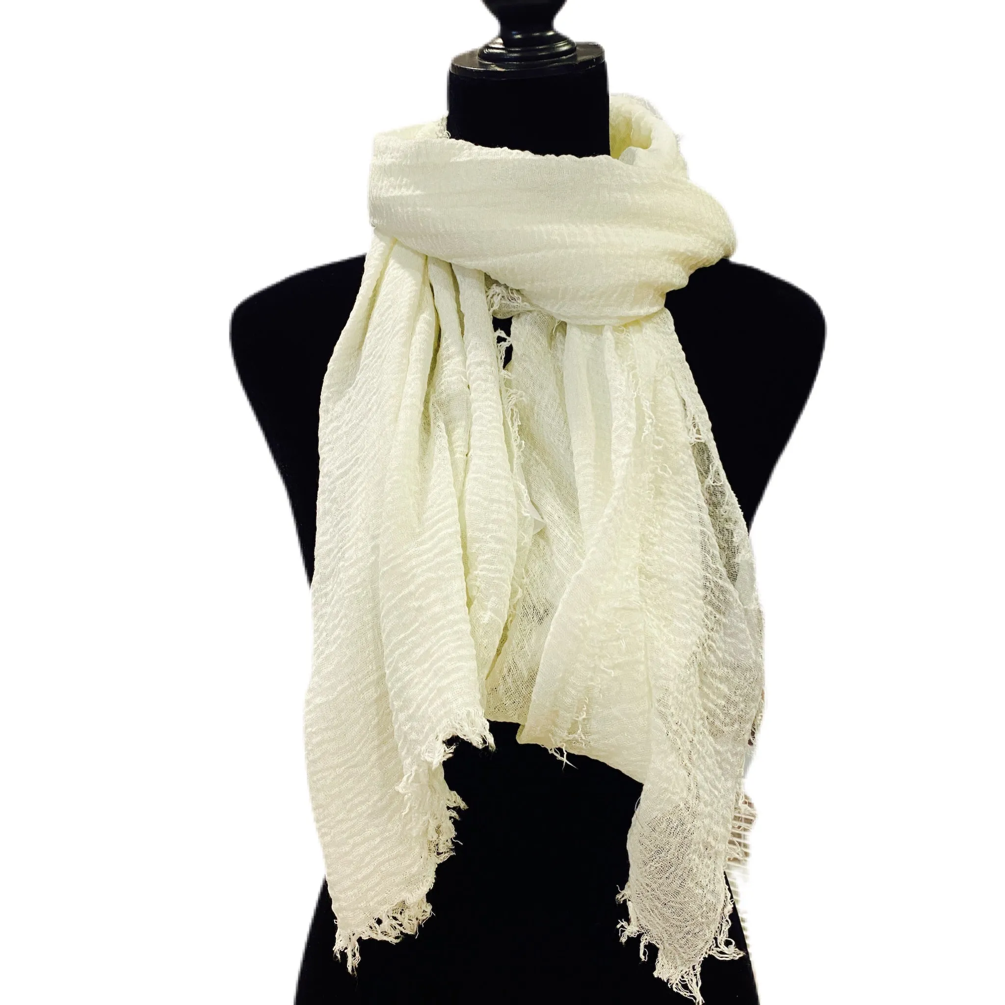 Solid Lightweight Frayed Edge Scarf