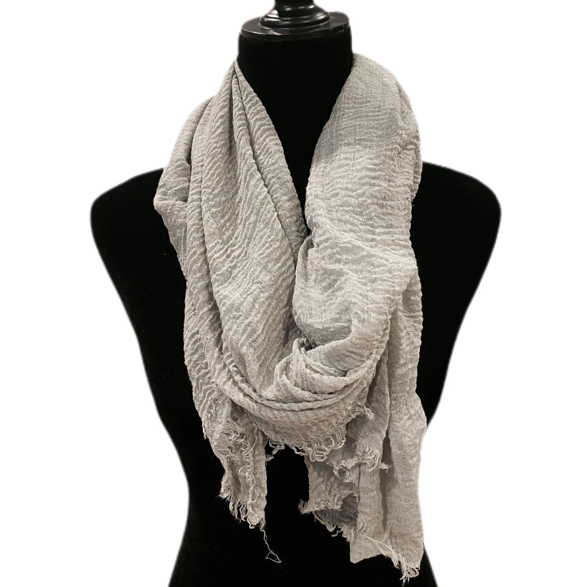 Solid Lightweight Frayed Edge Scarf