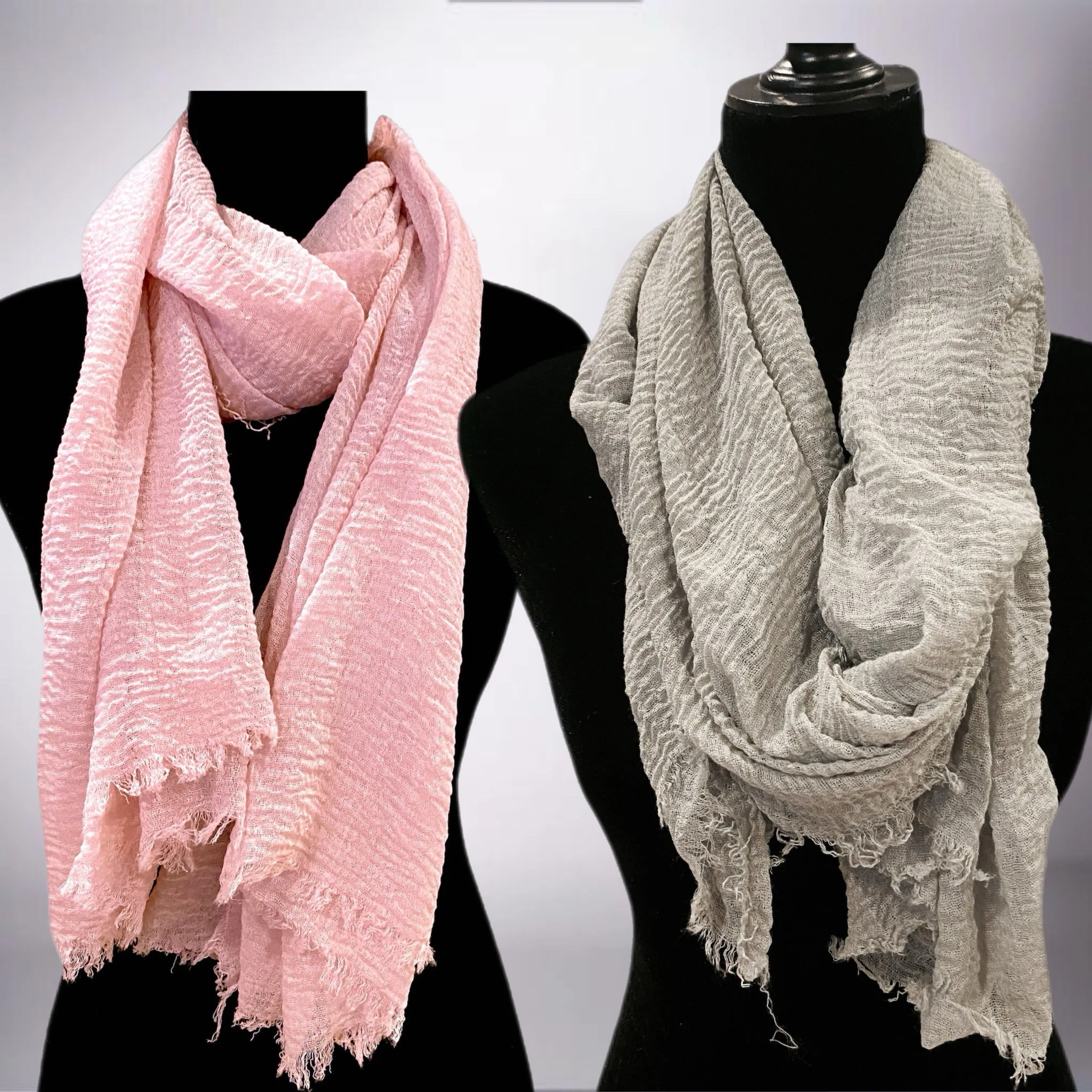 Solid Lightweight Frayed Edge Scarf