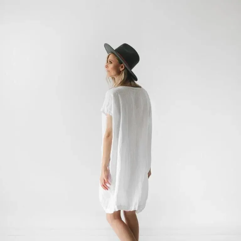 Square linen dress white by Seaside Tones