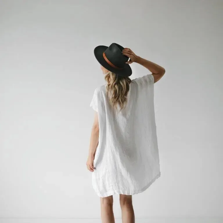 Square linen dress white by Seaside Tones