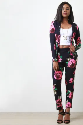 Textured Rosette High Waisted Pants