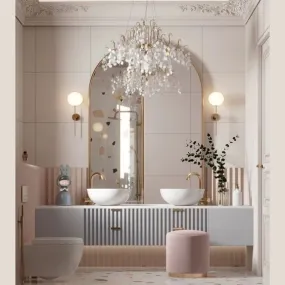 The Soft Luxe Retreat: A Pastel Bathroom with Elegant Sink