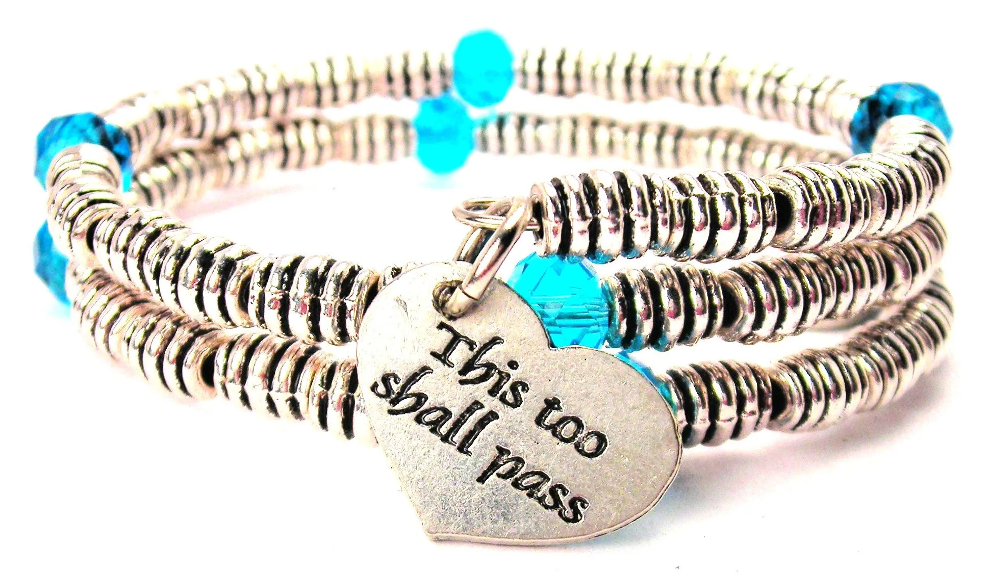 This Too Shall Pass Curly Coil Wrap Style Bangle Bracelet