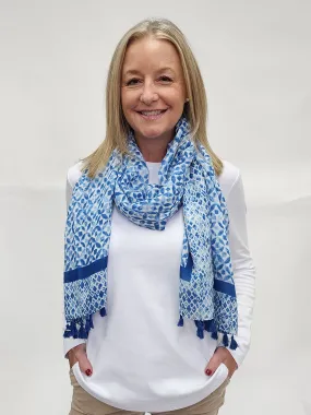 Tile Print Scarf - Blue