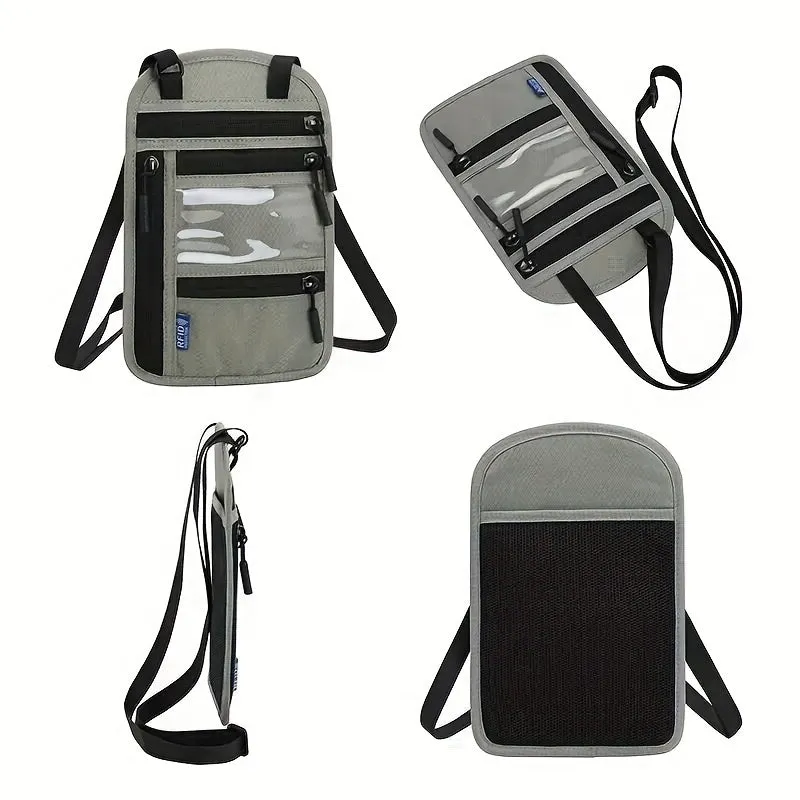 Travel-Ready RFID Blocking Neck Wallet - Ultra-Secure Passport Holder & Cash Pouch for Safe, Hands-Free Adventure