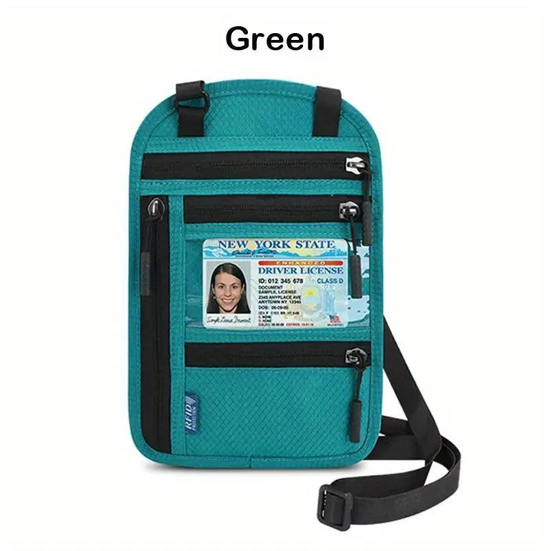 Travel-Ready RFID Blocking Neck Wallet - Ultra-Secure Passport Holder & Cash Pouch for Safe, Hands-Free Adventure