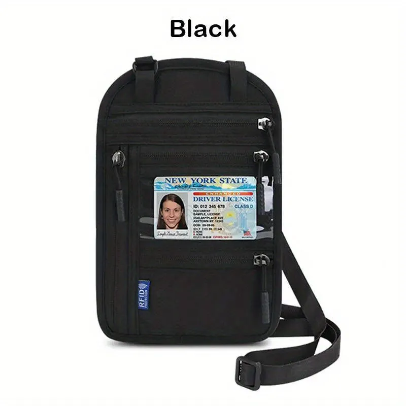 Travel-Ready RFID Blocking Neck Wallet - Ultra-Secure Passport Holder & Cash Pouch for Safe, Hands-Free Adventure