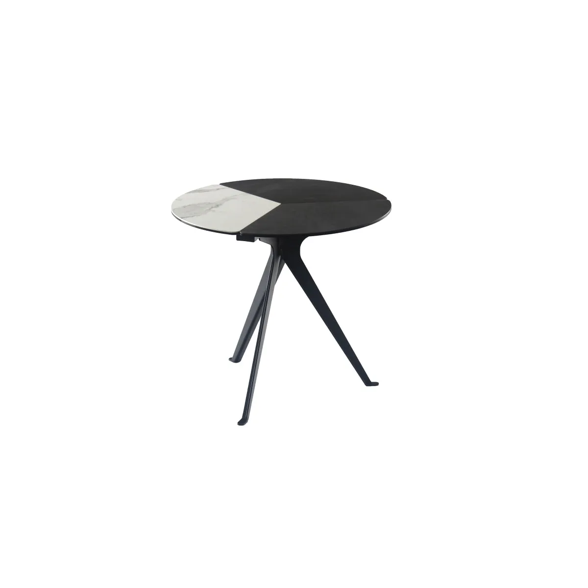 Tri-Tone Modern Round End Table with Ceramic Top