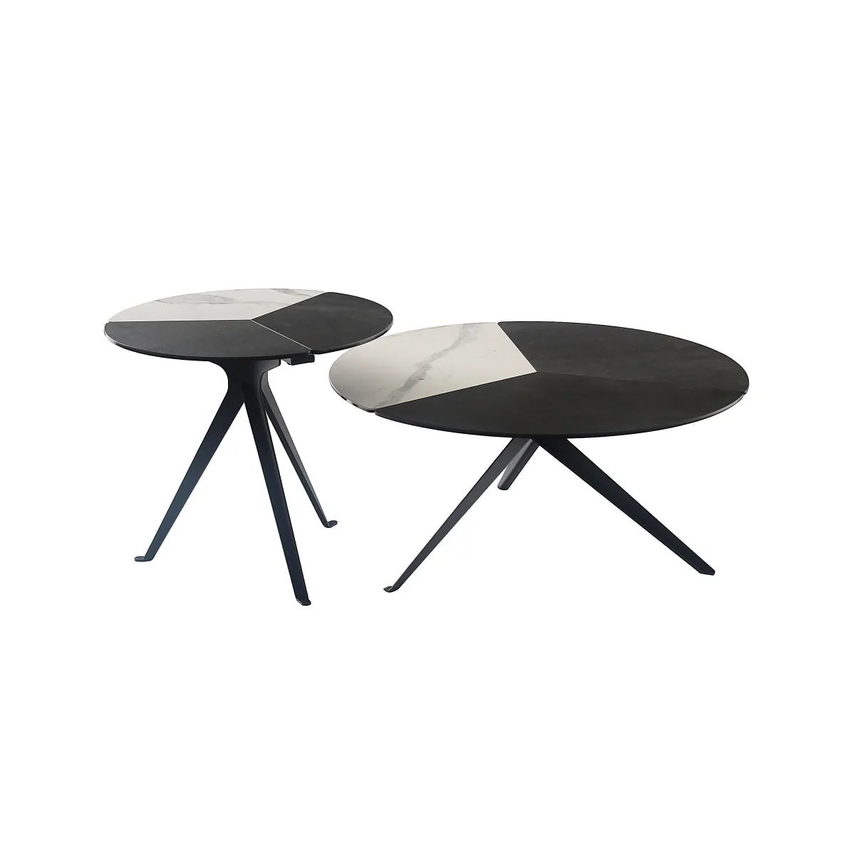 Tri-Tone Modern Round End Table with Ceramic Top