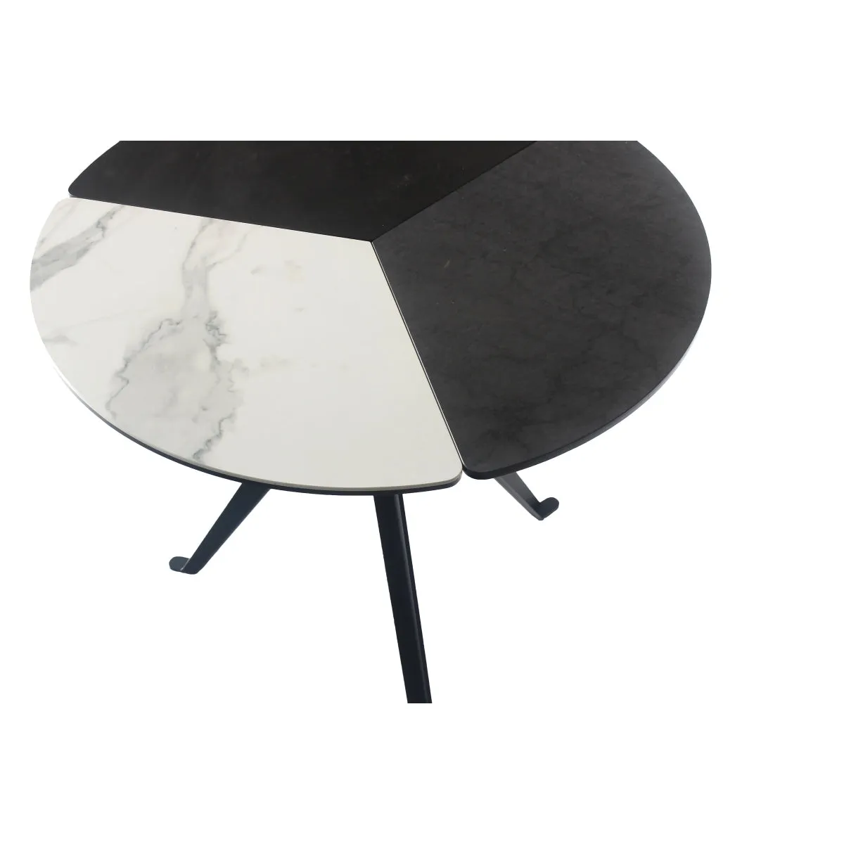 Tri-Tone Modern Round End Table with Ceramic Top