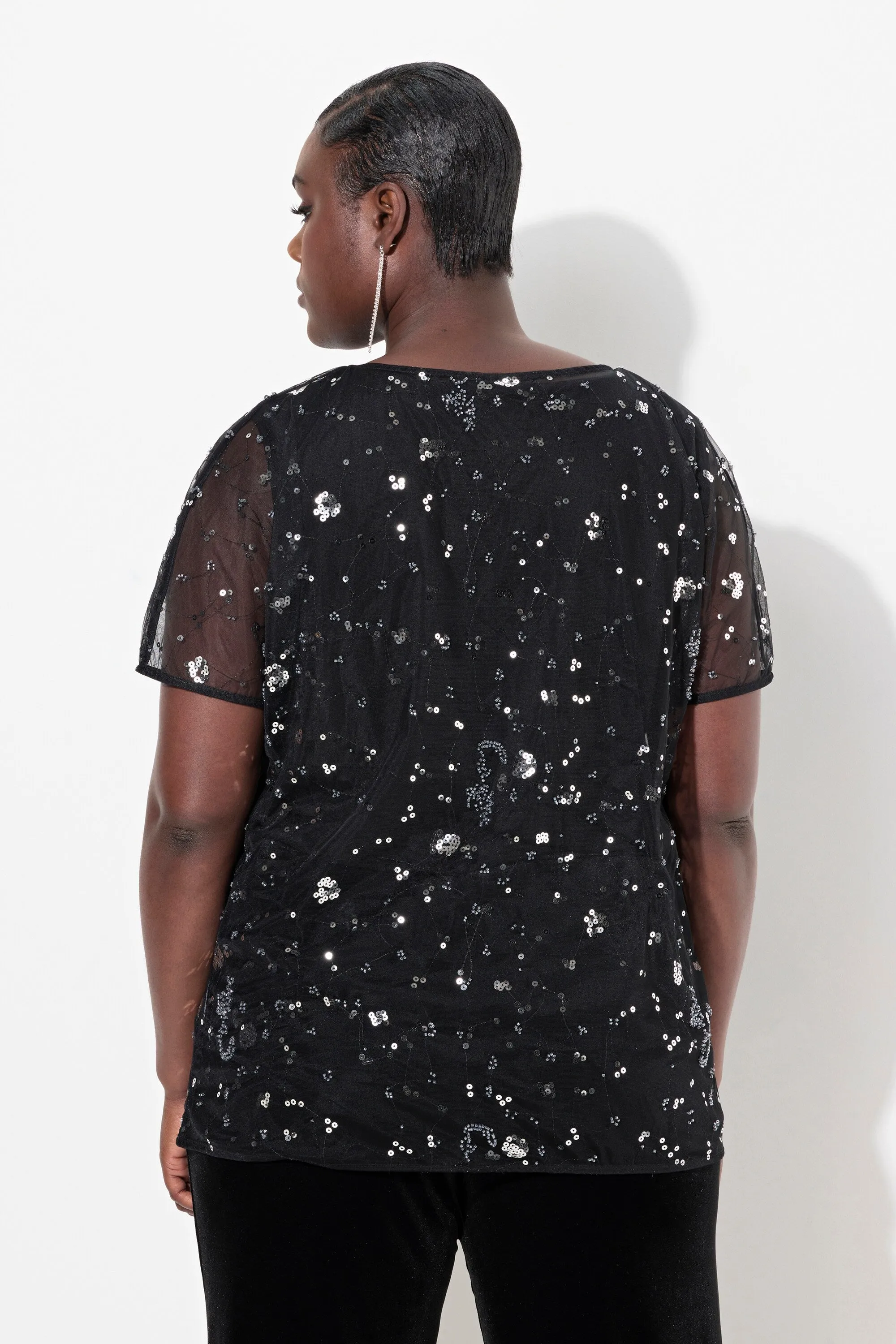 Ulla Popken Sequined Blouse in Black