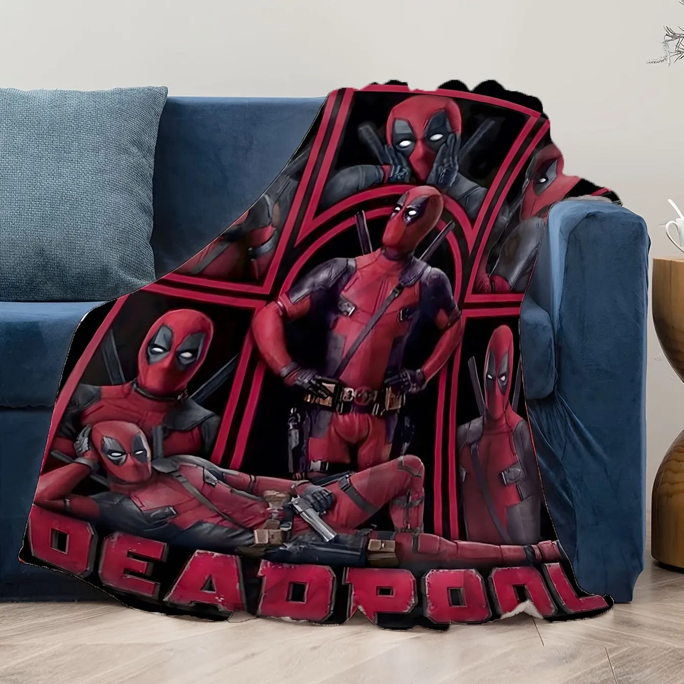 Ultra-Soft Flannel Throw Blanket - Deadpool HD Print, Versatile & Reversible for All Seasons, Machine Washable