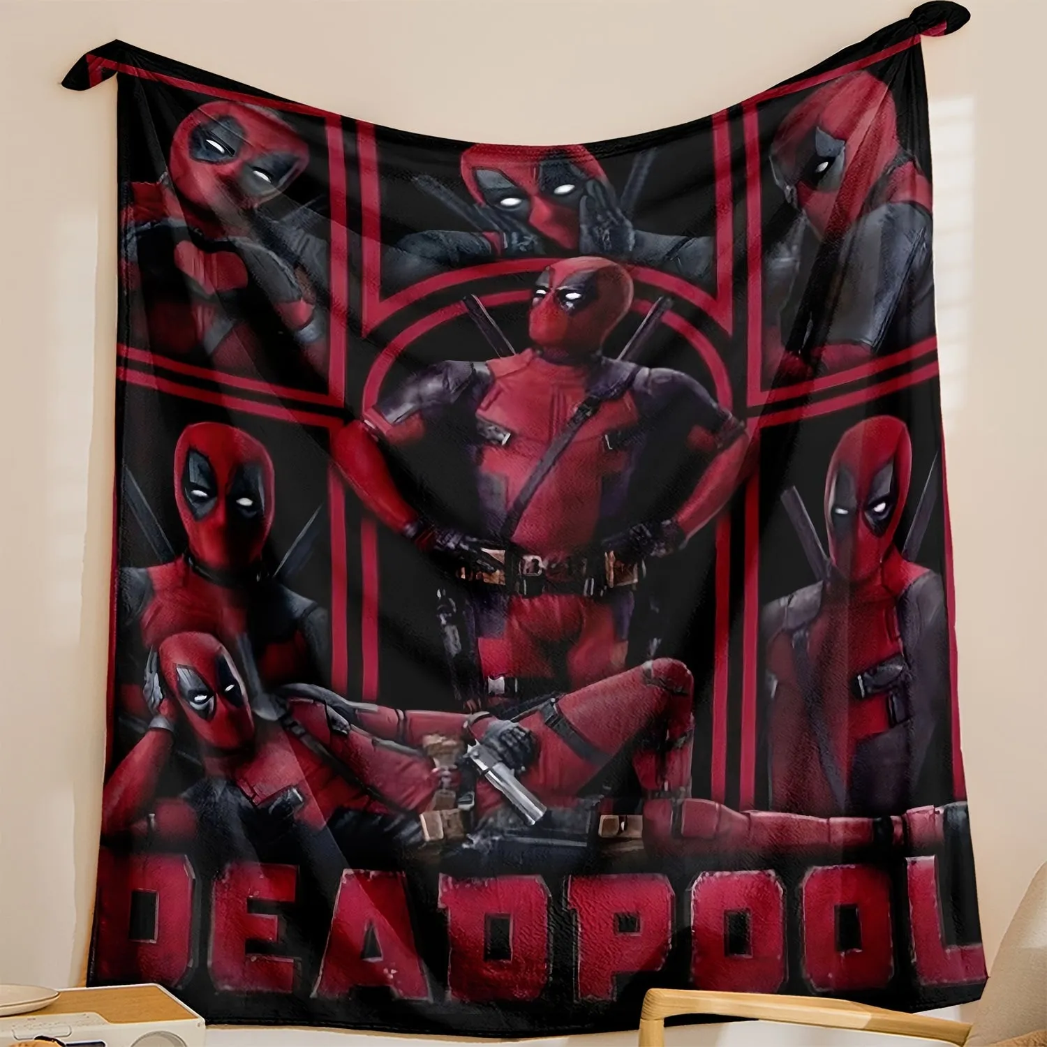 Ultra-Soft Flannel Throw Blanket - Deadpool HD Print, Versatile & Reversible for All Seasons, Machine Washable