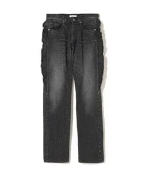 Undercover Frayed Denim Ruffle Pants