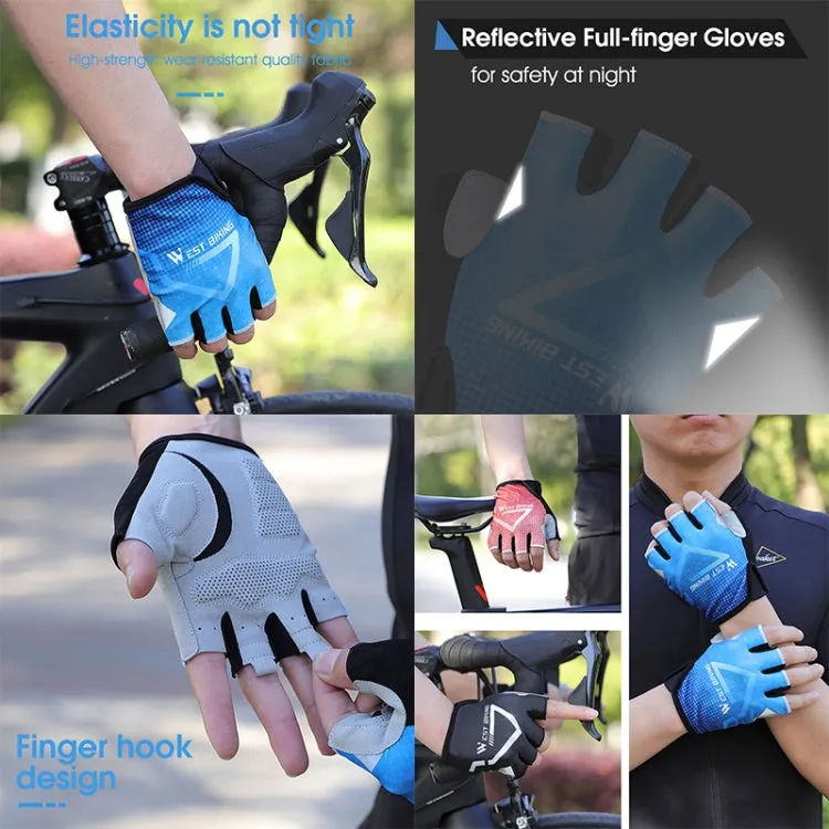 WEST BIKING YP0211215 Riding Gloves Summer Half Finger Breathable Outdoor Cycling Gloves, Size: XL(Blue)