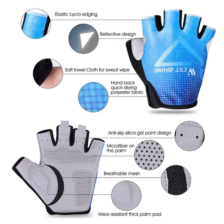 WEST BIKING YP0211215 Riding Gloves Summer Half Finger Breathable Outdoor Cycling Gloves, Size: XL(Blue)