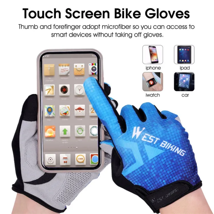 WEST BIKING YP0211216 Riding Gloves Bike Shock Absorption Touch Screen Full Finger Glove, Size: XXL(Red)