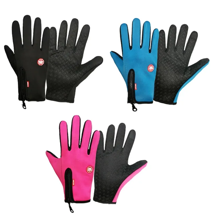 Winter Outdoor Riding Sports Waterproof Touch Screen Glove, Size: XXL(H041 Black)