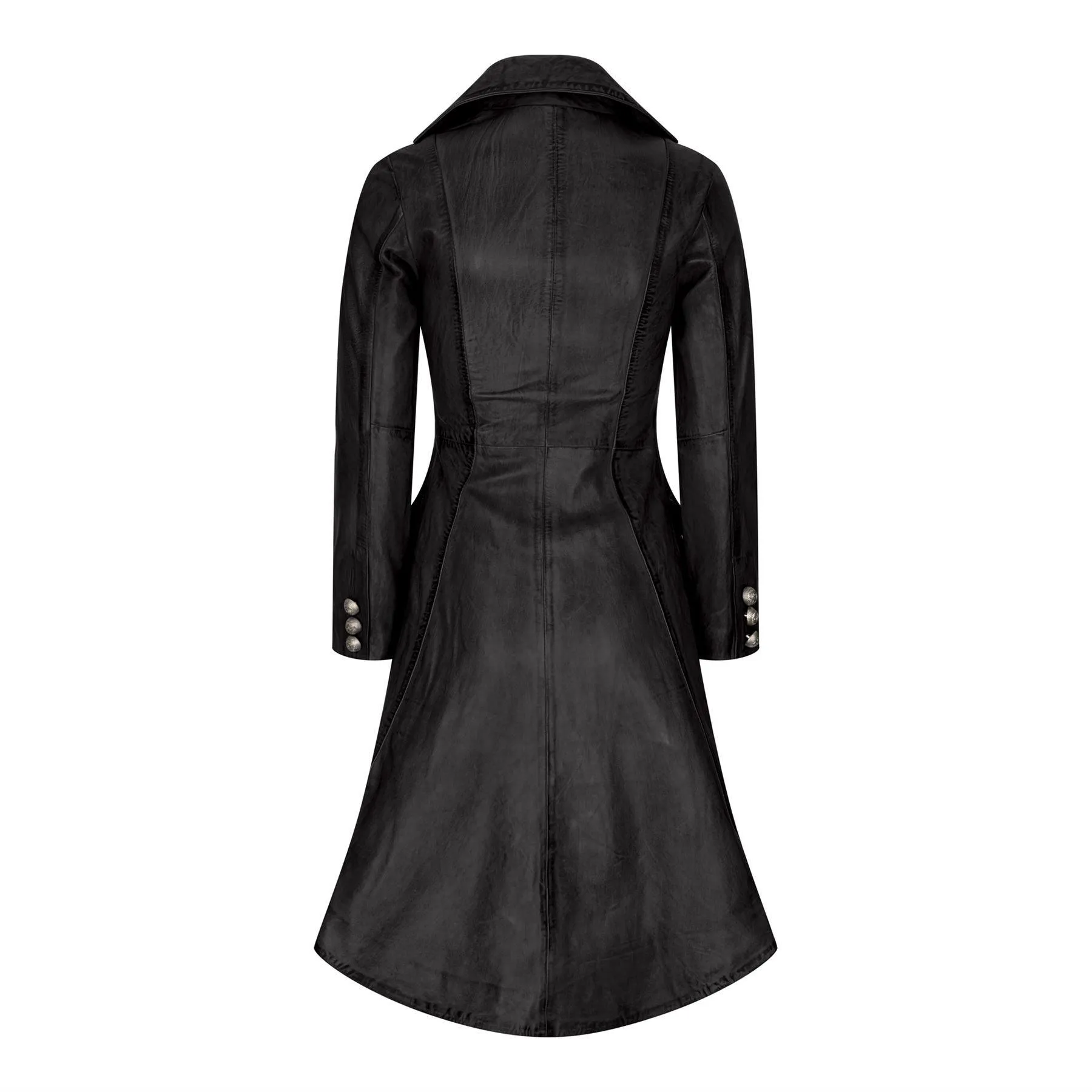 Women's Leather Jacket Tail Coat Gothic Double Breasted Trench Coat