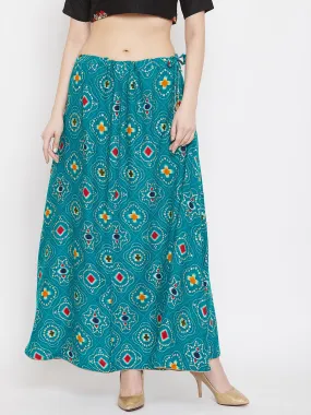 Women'S Turquoise Printed Skirt