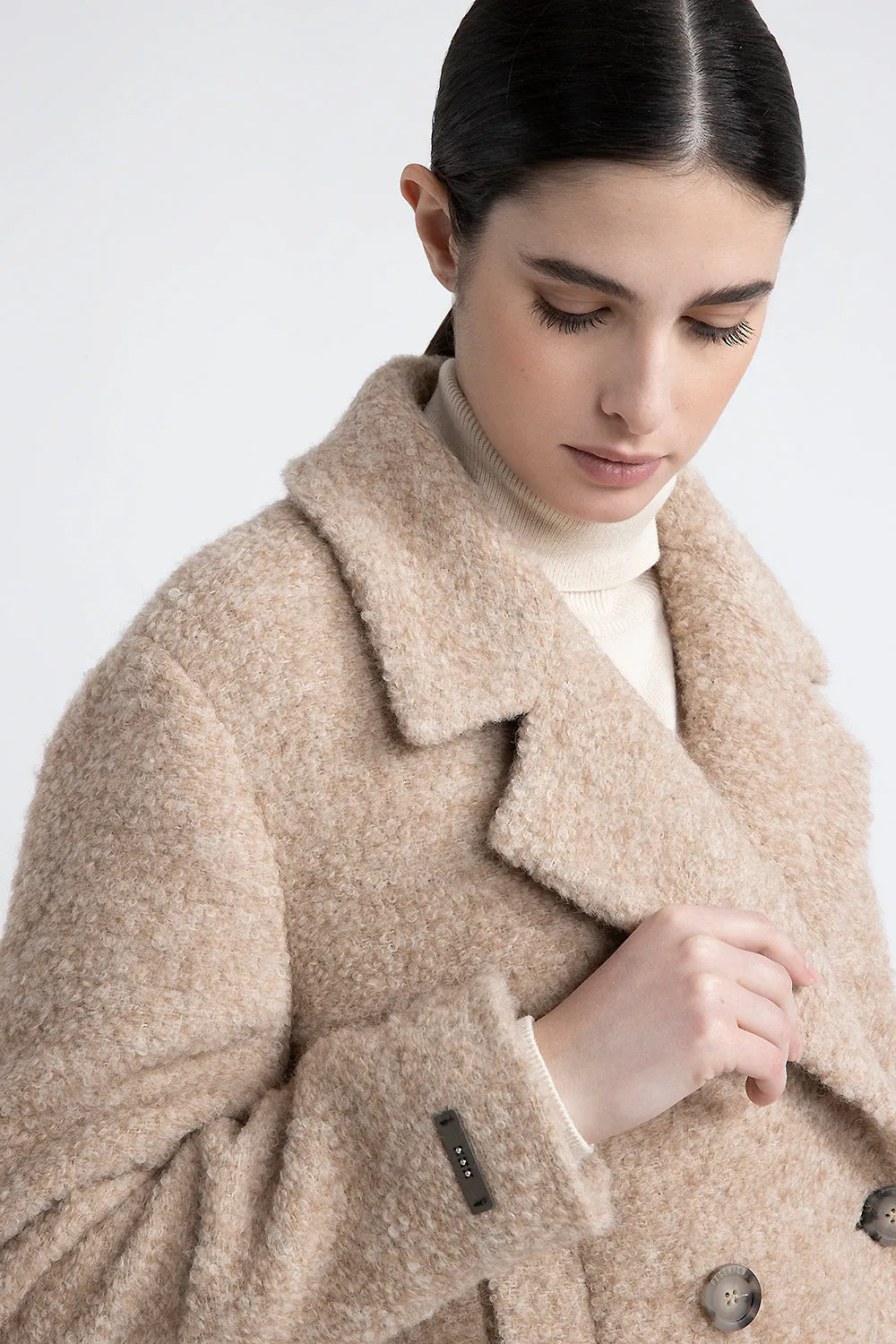 Wool and alpaca cropped coat