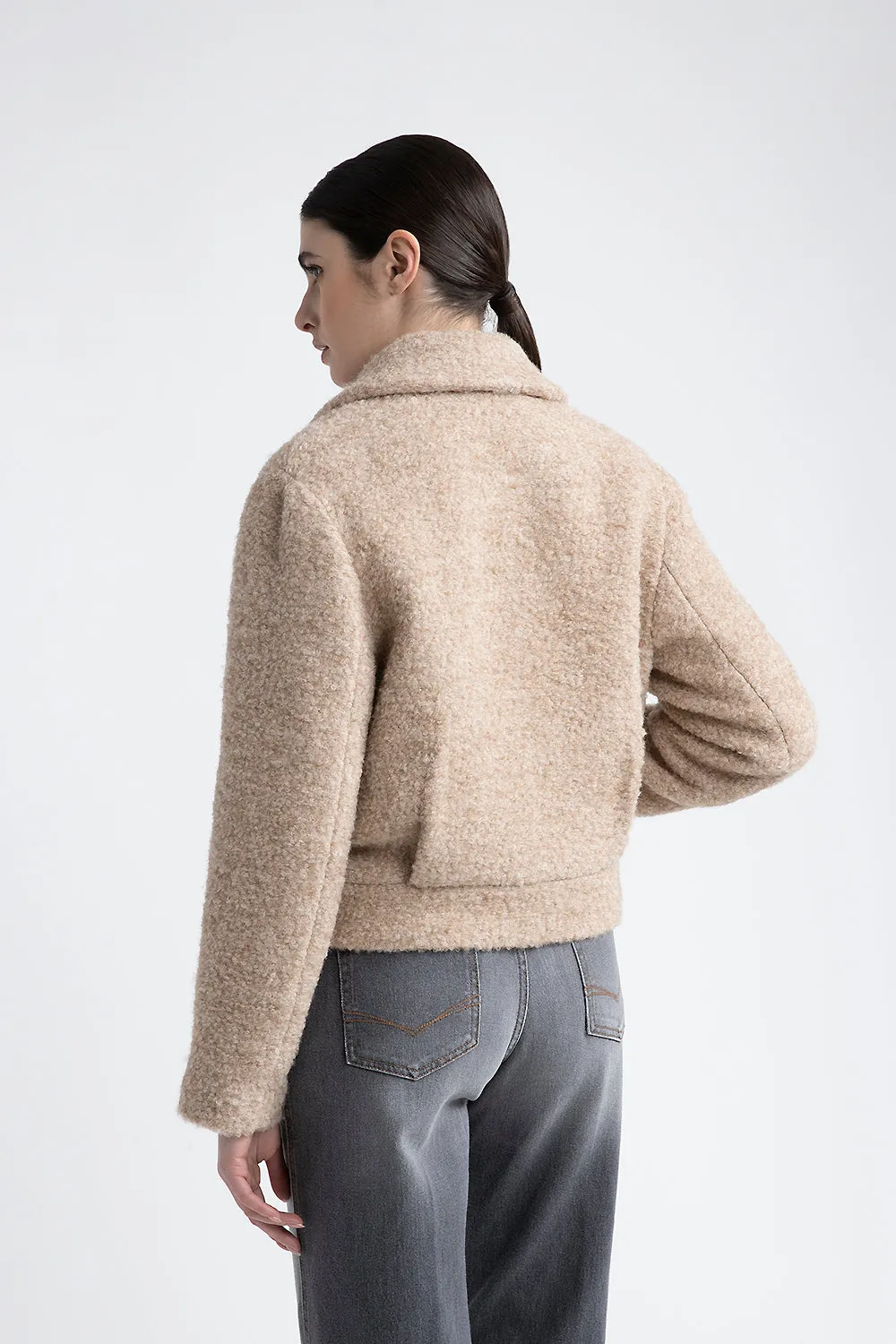 Wool and alpaca cropped coat