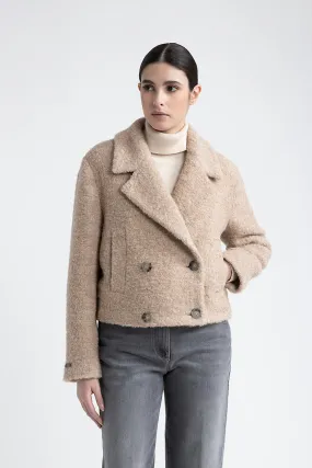 Wool and alpaca cropped coat