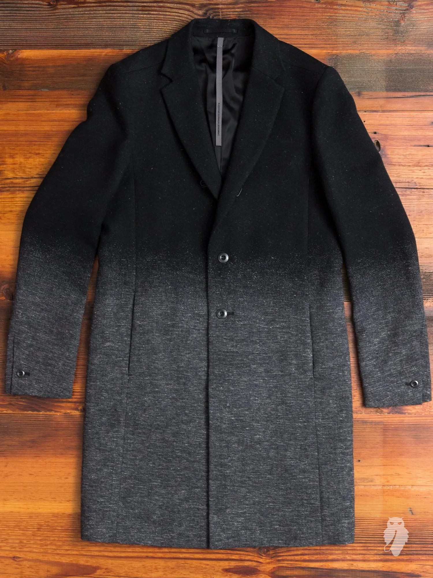 Woven Gradient Chesterfield Coat in Black