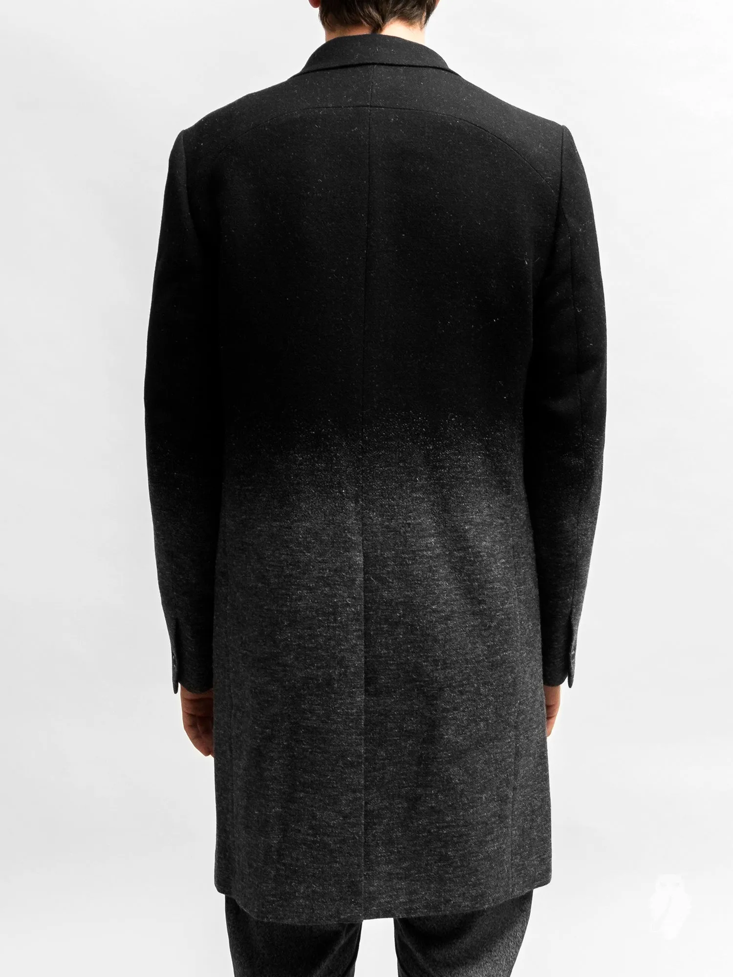 Woven Gradient Chesterfield Coat in Black