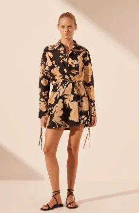 XENIA DRAPED SHIRT MINI DRESS