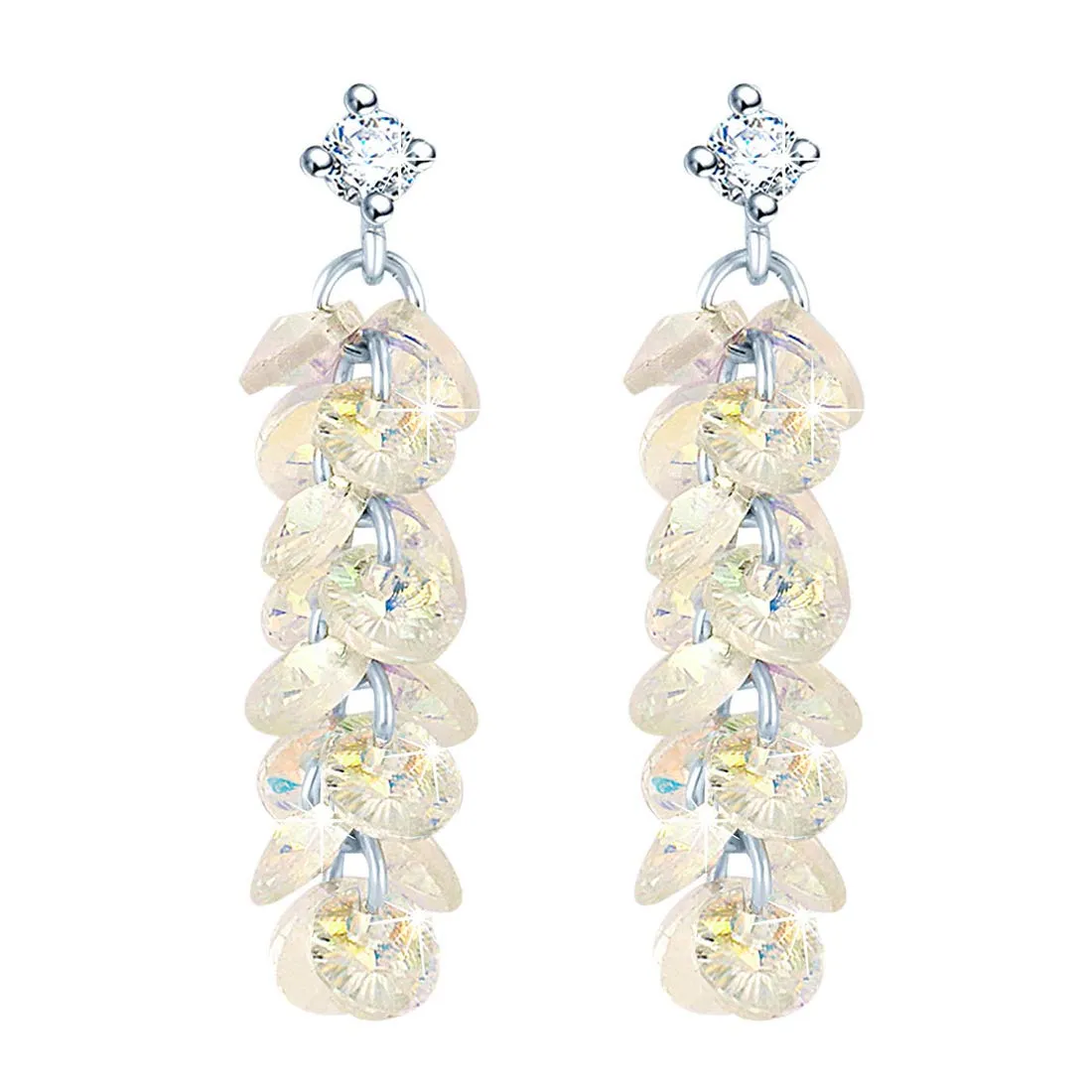 Yellow Chimes Multicolour Base Metal Crystal Swarovski Stylish Bunch Dangler Earrings for Women and Girls