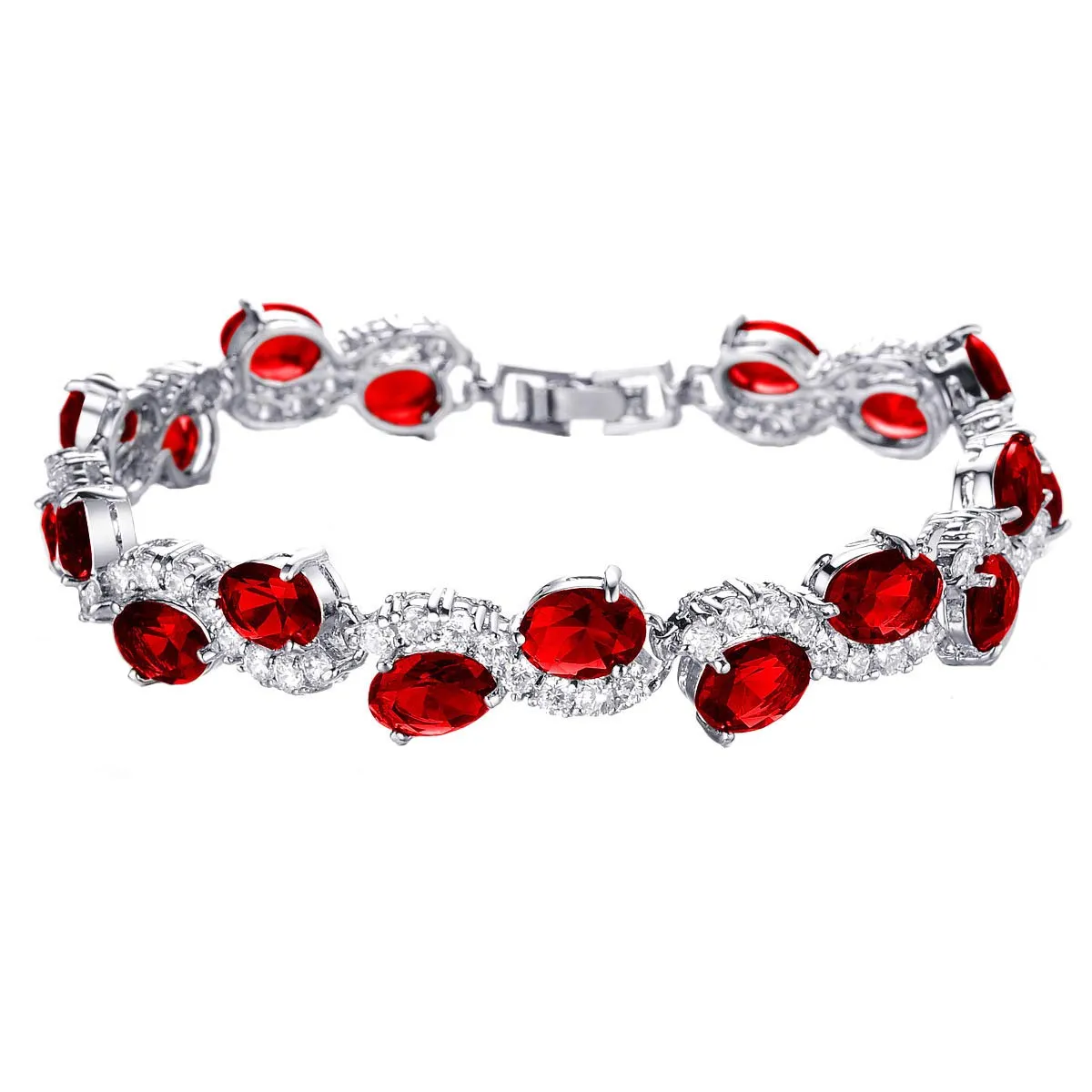 YELLOW CHIMES Red Wave CZ Designer Bracelet for Women and Girls