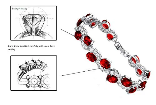 YELLOW CHIMES Red Wave CZ Designer Bracelet for Women and Girls