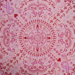 Zest For Life Pink Ribbon Scarf or Hanky 22" X 22" Cotton